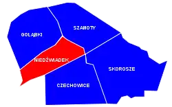 Location of Niedźwiadek within the district of Ursus, in accordance to the City Information System.