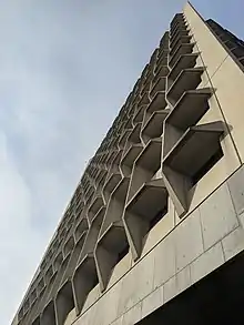 The Strom Thurmond Federal Building in Columbia, S.C., features angular concrete brise soleils, which shield the windows from sunlight.