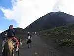 Tourists climbing Pacaya (2004).