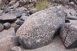 Petroglyphs at the Painted Rock Petroglyph Site.