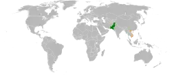 Map indicating locations of Pakistan and Vietnam