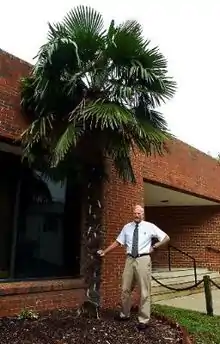 Mature palm tree in front of the Chesapeake Biological Laboratory