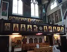 Interior view of the church and the icons on the walls.