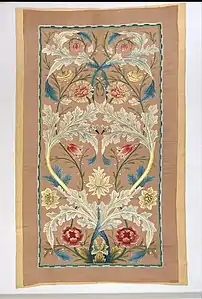 Panel of floral embroidery, silk on silk (c. 1875) (Metropolitan Museum of Art)