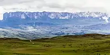 Mount Roraima and the falls as seen from the Venezuela side