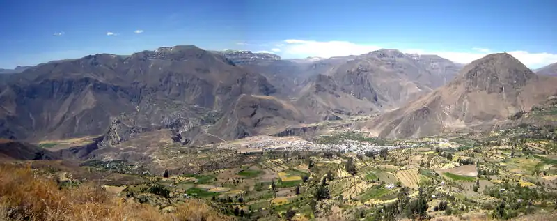 Pampamarka District (in the background) as seen from Cotahuasi