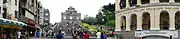 Panorama of Ruins of St Paul's from the front of façade.