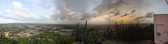 Panoramic sunset view from Hooiberg.