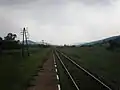 Main railway line in the Laborec river valley near volica, highlands in the background