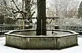 The fountain in front of the former stables