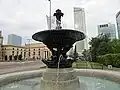 One of the fountains in the park.