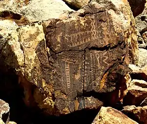 The Parowan Gap petroglyphs, a well-known landmark in Iron County, July 2007