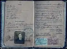 Passport of a Portuguese immigrant, 1927.