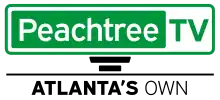 This is the 2023 modification of the Peachtree TV logo, but with a different signpost, and the slogan "Atlanta's Own".