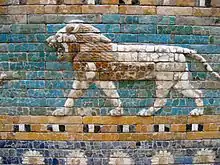 Lion in ceramic tile from the Ishtar Gate in Babylon.