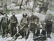 Cheta of Petar Chaulev with the Ohrid insurgents flag