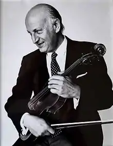 Peter Schidlof with the "MacDonald" Stradivarius of 1719