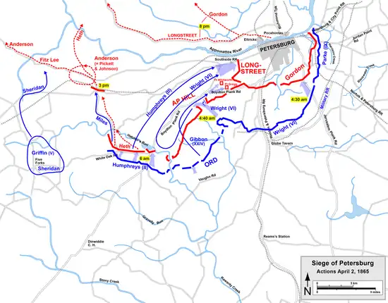 Using the Jerusalem Plank Road to guide them, the 205th Pennsylvania stepped off in the center column of three which attacked Fort Mahone and adjacent batteries during the pre-dawn hours of April 2.