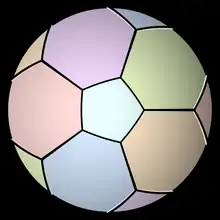 The Petersen graph and associated map embedded in the projective plane.  Opposite points on the circle are identified yielding a closed surface of non-orientable genus 1.