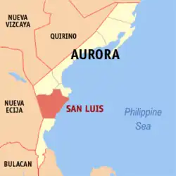 Map of Aurora with San Luis highlighted