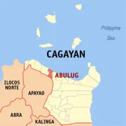 Map of Cagayan with Abulug highlighted