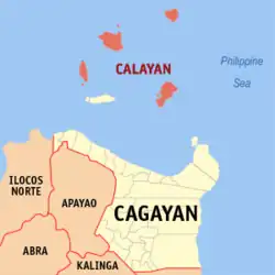 Map of Cagayan with Calayan highlighted