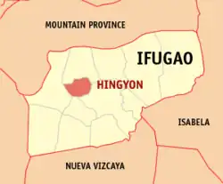 Map of Ifugao with Hingyon highlighted