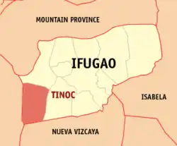 Map of Ifugao with Tinoc highlighted