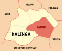 Map of Kalinga with Tabuk highlighted