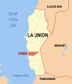 Map of La Union with Caba highlighted