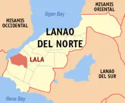 Map of Lanao del Norte with Lala highlighted