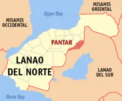 Map of Lanao del Norte with Pantar highlighted