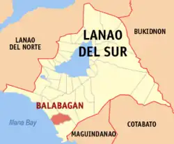 Map of Lanao del Sur with Balabagan highlighted