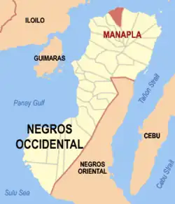 Map of Negros Occidental with Manapla highlighted