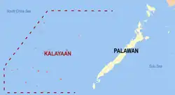 Map of Palawan with Kalayaan highlighted