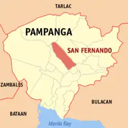 Map of Pampanga with San Fernando highlighted