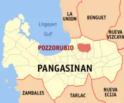 Map of Pangasinan with Pozorrubio highlighted