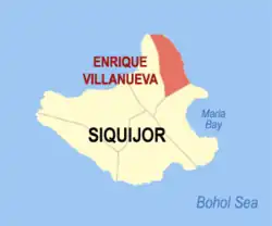 Map of Siquijor with Enrique Villanueva highlighted