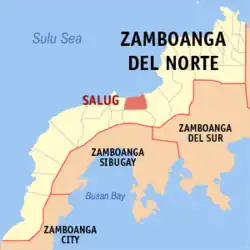 Map of Zamboanga del Norte with Salug highlighted