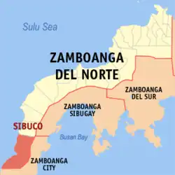 Map of Zamboanga del Norte with Sibuco highlighted