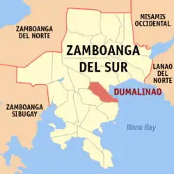 Map of Zamboanga del Sur with Dumalinao highlighted