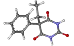 3D ball-and-stick model of phenobarbital