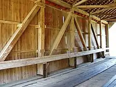 View of the King Post construction with addition bracing added to lengthen the span