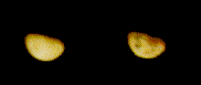 Io, as imaged by Pioneer 11 from a distance of 756,000 km (470,000 miles) with a resolution of 357 km/pixel(2 December 1974)