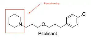 Chemical structure of Pitolisant. New pharmacophore contain non-imidazole compounds, in the case of Pitolisant, a piperidine ring.