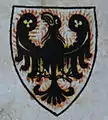 Přemyslid dynasty (Duchy of Bohemia)Right: The earliest known colored coat of arms of Přemyslids depicted in the Passional of Abbes Kunigunde (1310s)