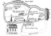 Chertsey Abbey, plan of the Demesne from the Exchequer Ledger