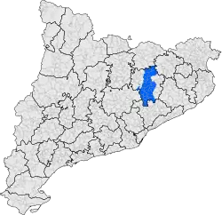 A map of Catalonia showing the Plana de Vic location