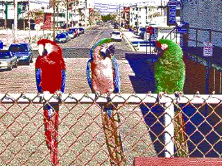 Simulated image as displayed using Tandy Video I / PCjr 640 × 200 mode with 4 colors