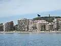 Osborne bull overlooking a beach in Fuengirola, Costa del Sol